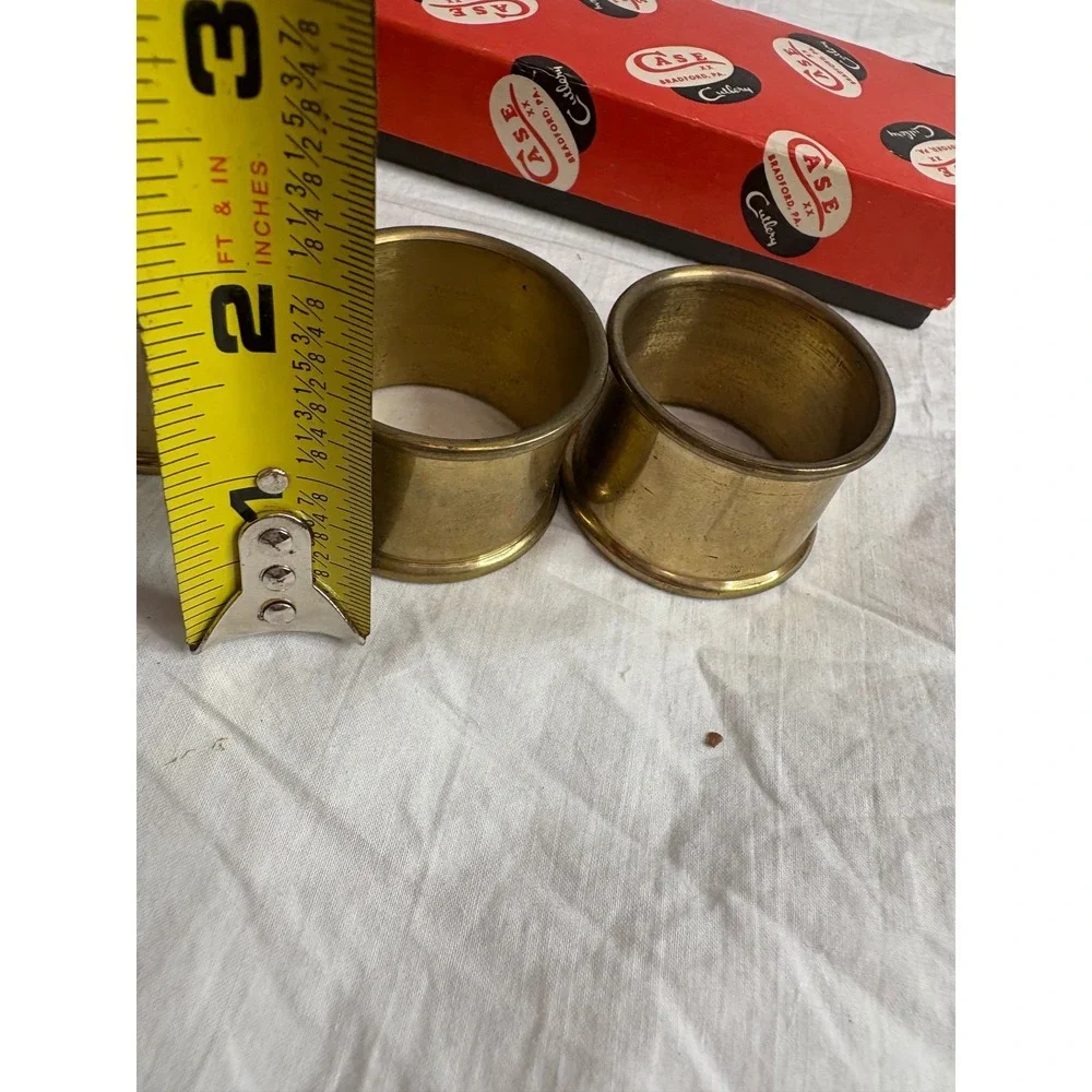 Brass Napkin Rings Set of 4 CASE Cutlery Original Box MCM Dining Home Decor